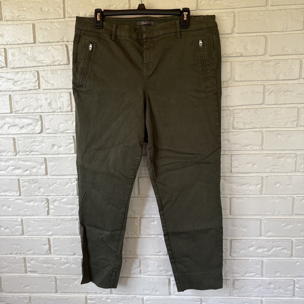 Level Women's Jeans Army Green Size 14W Slit Ankle Zip Pockets
